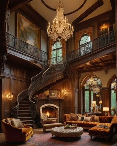 ornate room,fireplaces,luxury home interior,cochere,staircase,winding staircase,brownstone,opulently,driehaus,fireplace,mansion,great room,greystone,fire place,upstairs,dreamhouse,opulent,circular staircase,outside staircase,palatial,Art,Artistic Painting,Artistic Painting 48