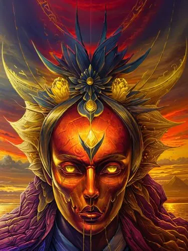 the artwork is shown with different colored eyes,tantrik,samuil,lateralus,demiurge,third eye,samael,Illustration,Realistic Fantasy,Realistic Fantasy 25