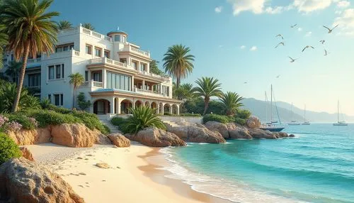 seaside resort,beachfront,tropical house,holiday villa,seaside view,house by the water,beach resort,beach landscape,seaside country,dream beach,oceanfront,marmaris,idyllic,greek island,dreamhouse,beach scenery,tropical beach,shorefront,tropical island,tropico,Photography,General,Realistic