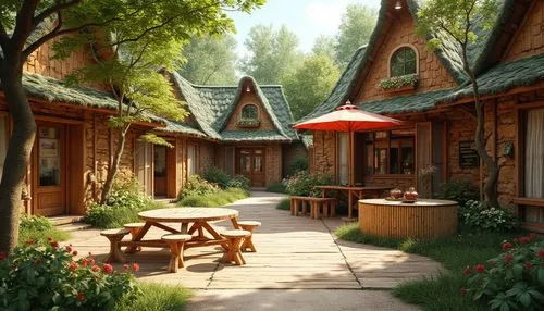 alpine village,aurora village,knight village,cottages,wooden houses,summer cottage,ecovillage,korean folk village,mountain village,tavern,escher village,bungalows,cabins,teahouse,frontierland,kleinburg,fairy village,cottage,ecovillages,maplecroft,Photography,General,Realistic