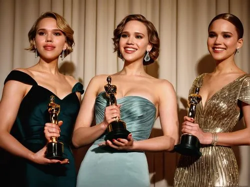 oscars,female hollywood actress,the three graces,podium,globes,gold laurels,trio,step and repeat,laurels,trophies,hollywood actress,holy three kings,beautiful women,awards,triplet lily,beautiful photo girls,pretty women,triple,vanity fair,award background,Art,Classical Oil Painting,Classical Oil Painting 27