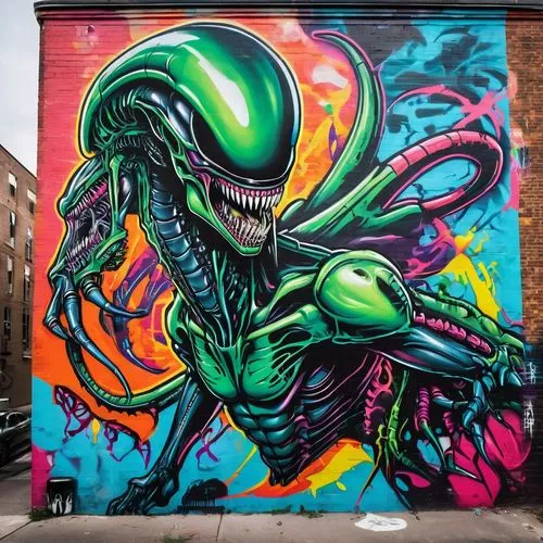 xeno,alien,xenomorph,aliens,alien warrior,extraterrestrial,Conceptual Art,Graffiti Art,Graffiti Art 07