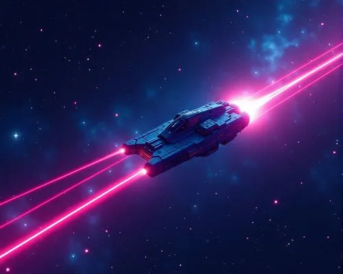 Un típico fondo digital de los años ochenta, en el espacio exterior, todo estrellado. Una nave espacial vuela por el espacio. Estilo de los años ochenta. Estilo Retro. Estilo Synthwave.,A starship,las