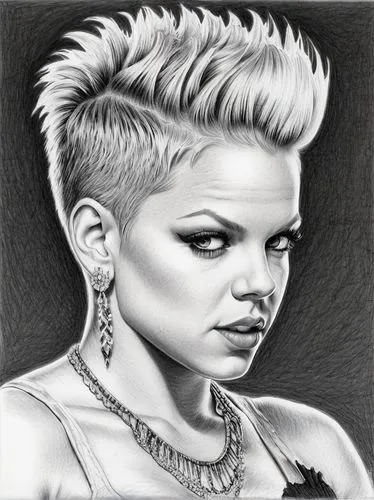 mohawk hairstyle,mohawk,pompadour,pixie-bob,monoline art,digital art,pop art style,digital artwork,custom portrait,punk,fan art,girl-in-pop-art,graphite,digiart,caricature,effect pop art,pixie,icon,pencil drawing,charcoal,Illustration,Black and White,Black and White 30