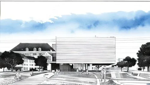 sky watercolor wash,school design,kirrarchitecture,matruschka,archidaily,facade panels,white buildings,new city hall,street plan,chancellery,contemporary,research institute,buildings,new building,univ