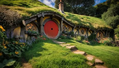 hobbiton,hobbit,fairy door,fairy house,grass roof,fairy village,witch's house,labyrinth,children's playhouse,miniature house,round hut,little house,elves flight,3d fantasy,crooked house,round house,fairy tale castle,fairytale,popeye village,fantasy world,Photography,General,Fantasy