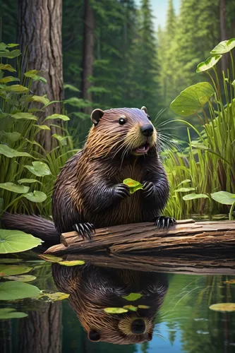 beaver,nutria,north american river otter,beaver rat,beavers,muskrat,otter,nutria-young,coypu,polecat,marmot,giant otter,alpine marmot,mustelidae,bradypus pygmaeus,otters,hoary marmot,mustelid,groundhog,otter baby,Illustration,Abstract Fantasy,Abstract Fantasy 14