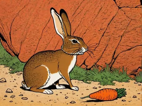 A red rock hare eating carrot,desert cottontail,mountain cottontail,steppe hare,lepus europaeus,hare trail,mountain cottontail at devils tower,rabbit pulling carrot,european rabbit,tularemia,myxomatos