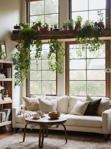 sunroom,hanging plants,hanging geraniums,ivy frame,bay window,window frames,rustic aesthetic,living room,wisteria shelf,winter window,coziness,wooden beams,houseplants,window sill,beautiful home,hanging plant,wooden windows,house plants,valances,autumn decor,Photography,Documentary Photography,Documentary Photography 31