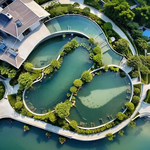 artificial islands,floating islands,infinity swimming pool,floating island,landscaped,swim ring,landscape designers sydney,seasteading,lilly pond,aerial landscape,roof landscape,reflecting pool,terraformed,floating over lake,landscape design sydney,city moat,garden pond,ecovillages,lily pads,lily pond,Photography,General,Realistic