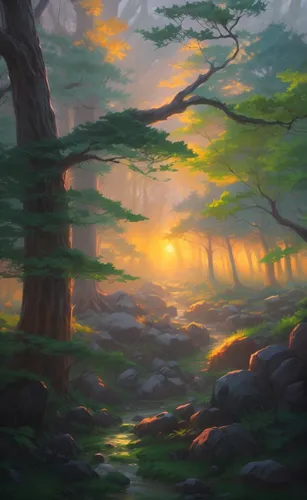 forest landscape,druid grove,foggy forest,forest background,forest glade,elven forest,forest,forests,coniferous forest,the forest,fantasy landscape,the forests,mountain sunrise,spruce forest,landscape