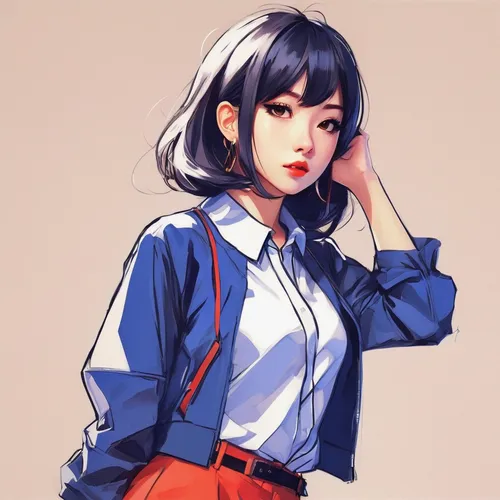 retro girl,study,sailor,digital painting,jacket,studies,delta sailor,school uniform,schoolgirl,retro woman,school clothes,retro styled,red-blue,persona,streaming,nurse uniform,tumblr icon,navy suit,navy,illustrator,Conceptual Art,Fantasy,Fantasy 19