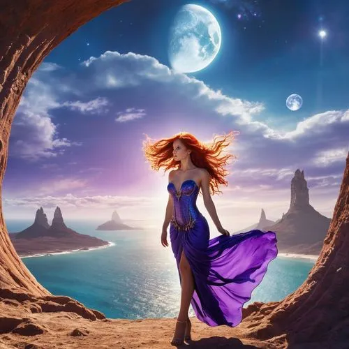 fantasy picture,celtic woman,blue moon rose,megara,moon and star background,eilonwy,purple moon,photo manipulation,dreamscapes,amphitrite,blue moon,dreamtime,fantasy art,photoshop manipulation,image manipulation,dreamscape,moonlight,moonbeams,mermaid background,moonlighted,Photography,General,Realistic