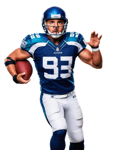 American football player, NFL uniform, muscular athletic build, helmet, face mask, shoulder pads, football in hand, throwing motion, intense expression, sweat droplets, stadium lighting, low-angle sho