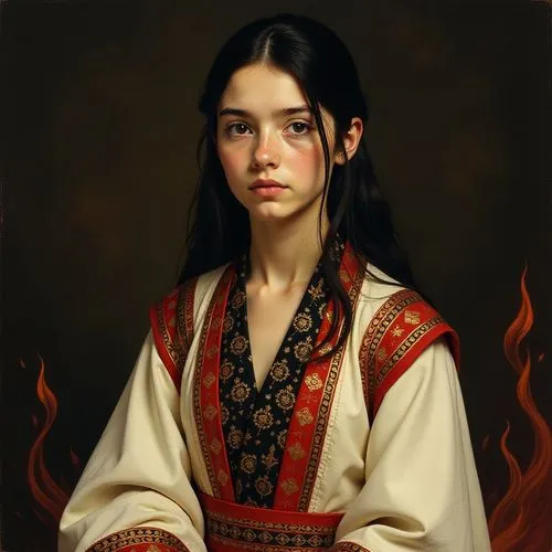 portrait of a girl,mongolian girl,mystical portrait of a girl,young girl,girl portrait,girl with cloth