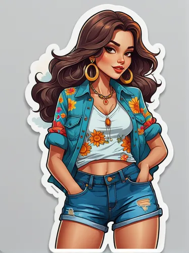 fashion vector,jean jacket,vector illustration,jeans background,crop top,denim background,game illustration,flat blogger icon,jean shorts,apple pie vector,floral mockup,summer icons,jeans pattern,jean button,rockabella,dribbble,blogger icon,denim jacket,adobe illustrator,retro girl,Unique,Design,Sticker