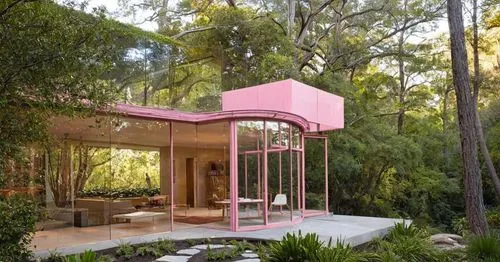 Pink, vilot,the pink building has multiple glass windows to let in light,garden design sydney,landscape design sydney,landscape designers sydney,mirror house,summerhouse,summer house,Photography,Docum