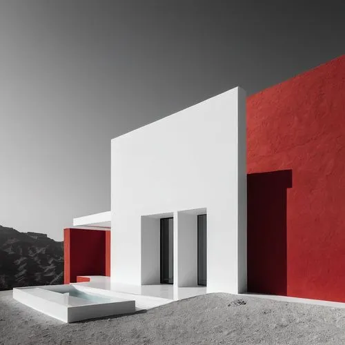 corbu,cubic house,red wall,siza,dunes house,rietveld,landscape red,architettura,gwathmey,chipperfield,model house,red place,neutra,renders,red roof,archidaily,mahdavi,domus,corbusier,eisenman,Illustration,Black and White,Black and White 33