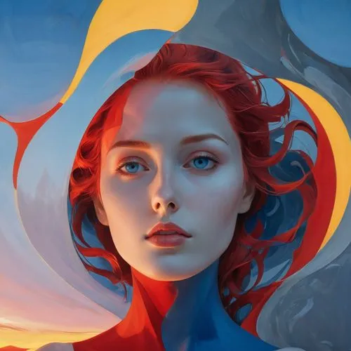 melisandre,sansa,fantasy portrait,transistor,world digital painting,digital painting,mystical portrait of a girl,liora,sci fiction illustration,nestruev,nausicaa,mystique,red and blue,persephone,birnerova,digital art,siren,heatherley,rosella,gemini,Illustration,Black and White,Black and White 32