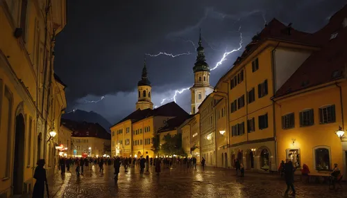 sibiu,czech budejovice,torgau,brasov,český krumlov,mikulov,transylvania,lightning storm,sighisoara,passau,alba iulia,krumlov,regensburg,brno,slovakia,zagreb,lightning strike,eastern europe,krakow,styria,Art,Classical Oil Painting,Classical Oil Painting 31