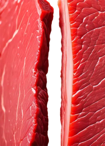 Juicy raw steak, close-up, macro shot, high-quality texture, meat fibers visible, red color tone, glistening surface, studio lighting, shallow depth of field, 1/2 composition, square crop, HD resoluti