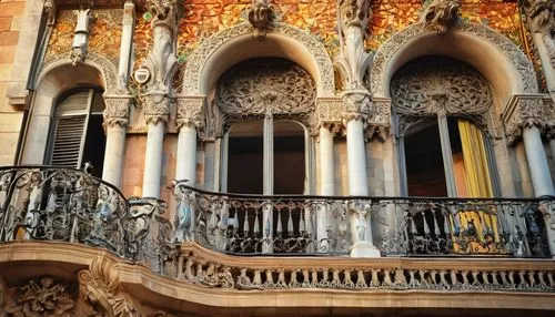 balustrade,the palau de la música catalana,balcones,balusters,driehaus,balcony,llotja,liceu,sevillian,banisters,ornate,ornamentation,balcon de europa,seville,outside staircase,granjas,sevilla,eixample,balconies,staircase,Conceptual Art,Fantasy,Fantasy 24
