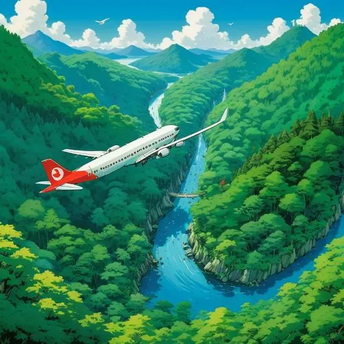 tunisair,turkmani,airyaman,artvin,trabzon,turkiye,Illustration,Japanese style,Japanese Style 05