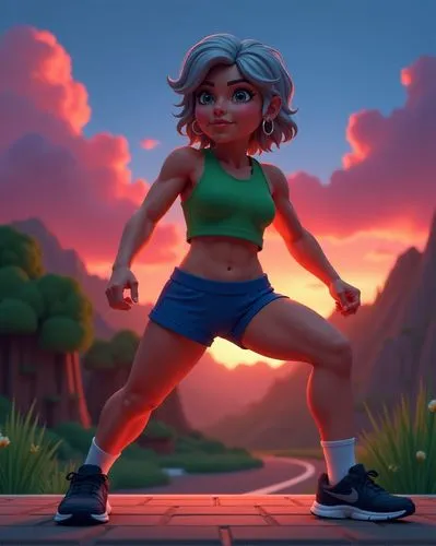 female runner,workout icons,fundora,vinyasa,dora,little girl running