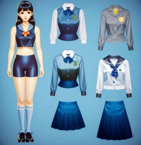 anime japanese clothing,school clothes,uniforms,derivable,women's clothing,paper doll,Illustration,Japanese style,Japanese Style 07