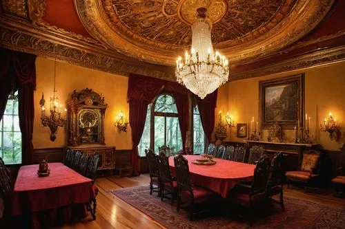 dining room,breakfast room,royal interior,victorian room,villa balbianello,villa cortine palace,ornate room,parlor,villa d'este,foyer,interior decor,ritzau,the interior of the,dolmabahce,wade rooms,entrance hall,villa balbiano,palazzo,board room,parador,Illustration,American Style,American Style 12