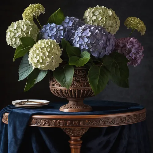 hydrangea flowers,hydrangeaceae,hydrangea,hydrangeas,hydrangea background,blue hydrangea,hydrangea flower,dried hydrangeas,purple hydrangeas,still life photography,still life of spring,oakleaf hydrangea,viburnum,hydrangea serrata,floral composition,funeral urns,blue and white porcelain,vintage flowers,damask,hyacinths,Photography,General,Natural