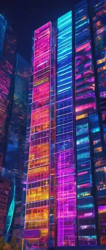 colorful city,colored lights,cybercity,colorful facade,vivid sydney,tetris,cybertown,skyscrapers,colorful light,megapolis,urban towers,fantasy city,cityscape,light paint,city at night,guangzhou,ctbuh,light graffiti,highrises,fractal lights,Conceptual Art,Oil color,Oil Color 23