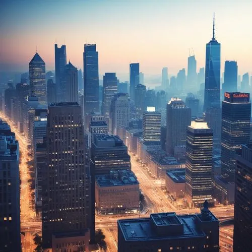 City background,an aerial s of downtown skyline at dusk,chicago skyline,torontos,megacities,chicago,cityscapes,toronto