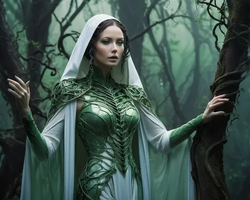 the enchantress,sorceresses,elven forest,dryad,galadriel,sorceress,enchantress,elven,dryads,druidic,elfland,mirkwood,morwen,druidry,sorceror,sirenia,celtic queen,archdruid,greensleeves,elvish,Conceptual Art,Fantasy,Fantasy 22