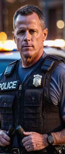 High resolution image Jason Beghe, from the series Chicago PD, with his traditional bulletproof vest, leaning against a Chicago police car.,nypd,officer,hpd,police body camera,policeman,cop,law enforc