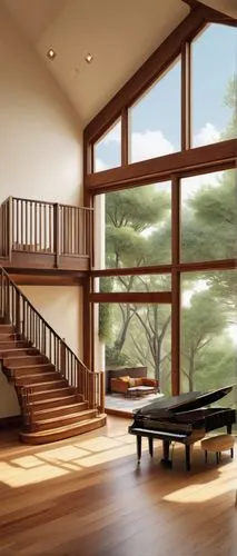 wooden stair railing,wooden windows,japanese-style room,hardwood floors,banisters,sunroom,daylighting,outside staircase,wooden stairs,wooden beams,home interior,laminated wood,wood window,interior modern design,wood floor,3d rendering,window frames,wooden floor,wood deck,beautiful home,Conceptual Art,Sci-Fi,Sci-Fi 16