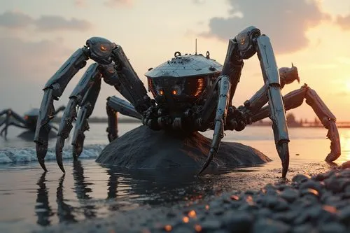 black crab,the beach crab,webcrawler,tarantula,giant spider,walking spider,Conceptual Art,Sci-Fi,Sci-Fi 19