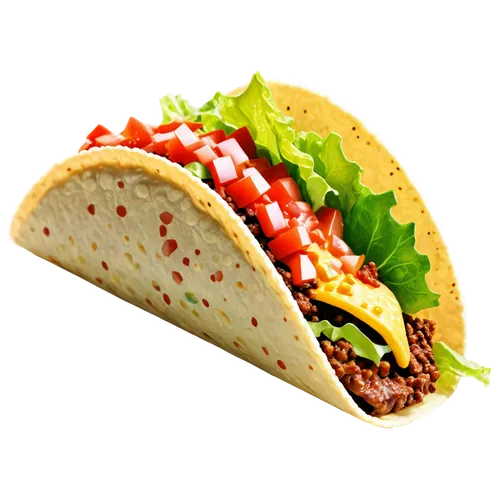 Pixelated taco, Mexican food, colorful, crunchy shell, seasoned beef, melted cheese, lettuce, tomatoes, salsa, vibrant colors, 8-bit style, isometric view, low poly, detailed texture, morning light, w