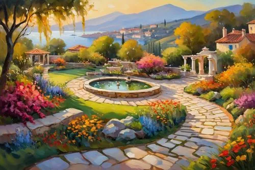 home landscape,landscape background,gardens,vegetables landscape,flower garden,stone garden,cottage garden,nature garden,giardino,garden pond,landscaper,landscaped,english garden,koi pond,autumn landscape,fountain pond,yellow garden,nature landscape,flower painting,splendor of flowers,Conceptual Art,Oil color,Oil Color 22