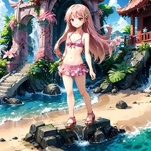 ia,lulua,kotoka,hidari,summer background,beach background,Anime,Anime,Traditional