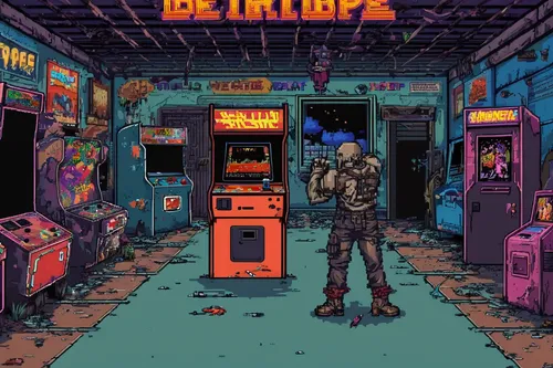 arcade,2d,cyberpunk,arcade game,arcade games,bazaar,scrap dealer,trip computer,arcades,shopkeeper,sega mega drive,retail,zebru,escape,detroit,shops,sega genesis,retro background,wallpaper,cinema strip,Unique,Pixel,Pixel 04