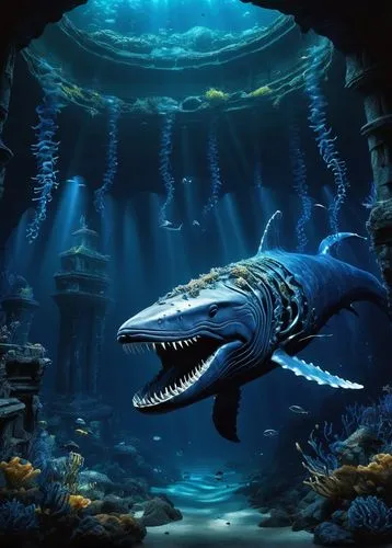 nekton,underwater background,megalodon,seaquarium,pliosaurus,tilikum,aquarium,semiaquatic,underwater world,carcharodon,tigershark,oceanarium,cetacea,marine tank,aquariums,houndshark,liopleurodon,dolphin background,aquarium inhabitants,underwater landscape,Art,Artistic Painting,Artistic Painting 26