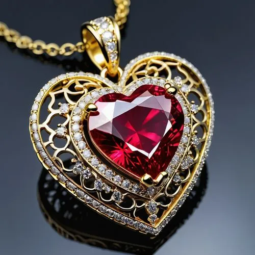 red heart medallion,rubies,necklace with winged heart,heart with crown,hearts 3,diamond red,Photography,General,Realistic