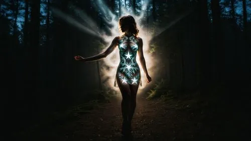 neon body painting,light painting,lightpainting,illuminate,bioluminescent,ballerina in the woods