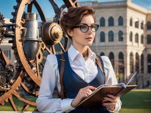 librarian,steampunk,reading glasses,girl in a historic way,telephone operator,librarians,correspondence courses,schoolmistress,switchboard operator,girl studying,aviatrix,anchoress,bibliographer,headmistress,rodenstock,steampunk gears,book glasses,anachronisms,secretarial,signora,Conceptual Art,Fantasy,Fantasy 25