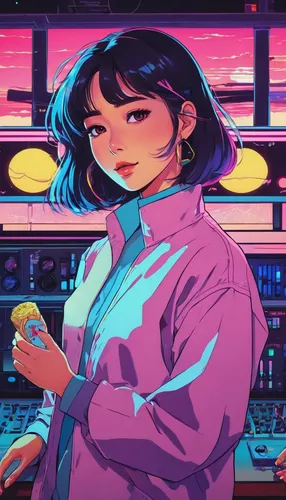 neon coffee,80s,retro background,retro diner,neon tea,80's design,retro girl,neon drinks,retro woman,neon,neon light,retro styled,cyberpunk,cassette,aesthetic,neon lights,neon candies,neon ghosts,vapor,convenience store,Illustration,Japanese style,Japanese Style 06