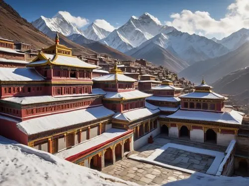 lhotse,everest region,gompa,manaslu,sagarmatha,mongar,himalayans,muktinath,lukla,amadablam,monasteries,joshimath,namche,khyentse,dzongkhag,nepal,dzong,khumbu,himalaya,rongbuk,Art,Artistic Painting,Artistic Painting 44