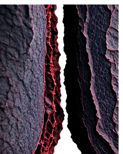 Necrotic tissue, medical photo, close-up shot, detailed texture, dark brown color, irregular shape, rough surface, blood vessels visible, soft focus background, dramatic lighting, high contrast, macro