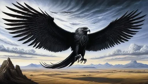 black raven,imperial eagle,andean condor,rapace,eagle illustration,african eagle,mongolian eagle,microraptor,black vulture,of prey eagle,aguila,steppe eagle,griffon,corvidae,dark angel,death angel,black angel,corvus corax,archaeopteryx,eagle,Conceptual Art,Sci-Fi,Sci-Fi 02