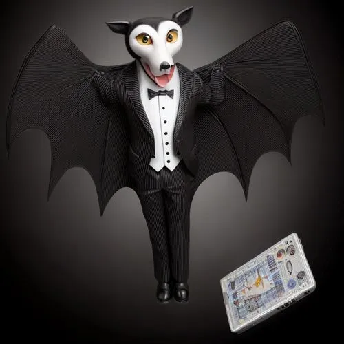 bat,business angel,vampire bat,advertising figure,tuxedo,businessman,halloween paper,waiter,suit actor,bombyx mori,night administrator,financial advisor,tuxedo just,hanging bat,wind-up toy,dracula,white-collar worker,ventriloquist,marketeer,businessperson,Common,Common,Natural